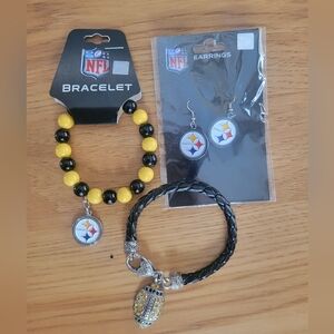NFL Steelers Jewelry Set Earings Braclet Football